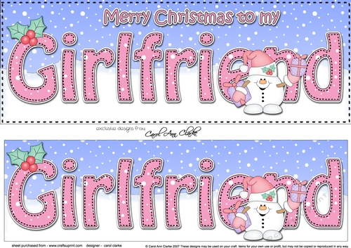 Large DL Merry Christmas GIRLFRIEND 3D decoupage with Snowball Sam 