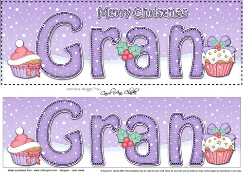 Large DL Merry Christmas GRAN 3D decoupage with Cupcakes