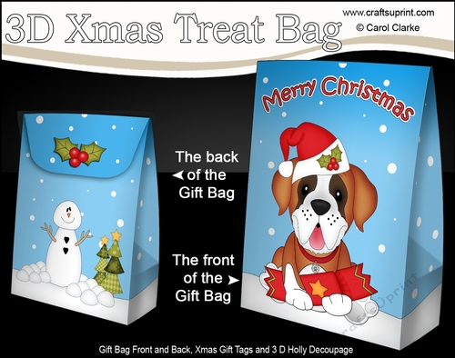3D Christmas Gift Bag Mini Kit - Little St Bernard Dog