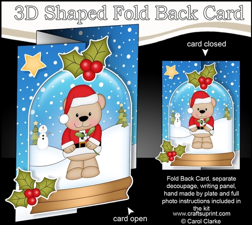Christmas 3D Shaped No-Hole Fold Back Mini Kit - Livvy Bear has Mistletoe