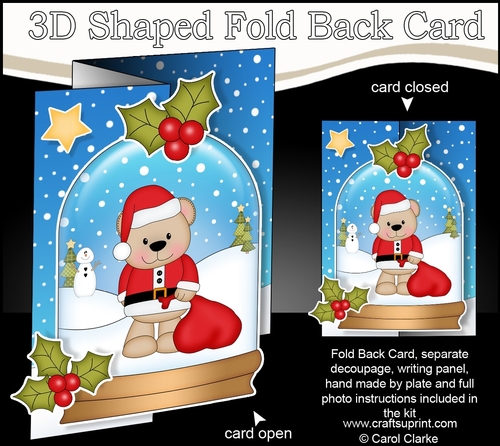 Christmas 3D Shaped No-Hole Fold Back Mini Kit - Livvy Bear has a Sack of Presents