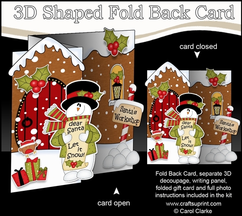 3D Shaped No-Hole Fold Back Christmas Card Mini Kit - Snowman Rio wants Snow!