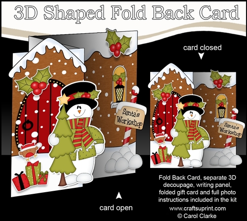 3D Shaped No-Hole Fold Back Christmas Card Mini Kit - Snowman Rio wants Snow!