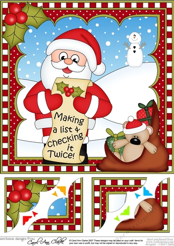 Christmas Santa 8 x 8 Scalloped Corner Topper  