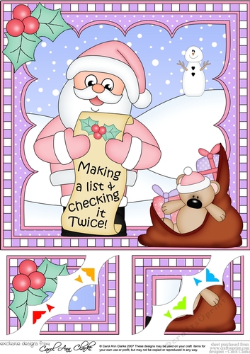 Christmas Santa 8 x 8 Scalloped Corner Topper  