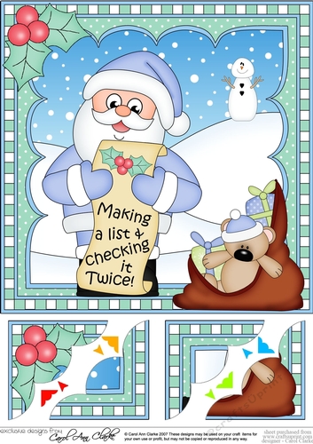 Christmas Santa 8 x 8 Scalloped Corner Topper  