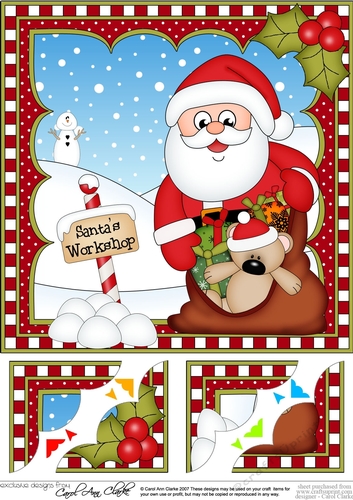 Christmas Santa 8 x 8 Scalloped Corner Topper  
