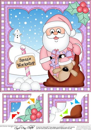 Christmas Santa 8 x 8 Scalloped Corner Topper  
