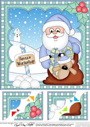 Christmas Santa 8 x 8 Scalloped Corner Topper  