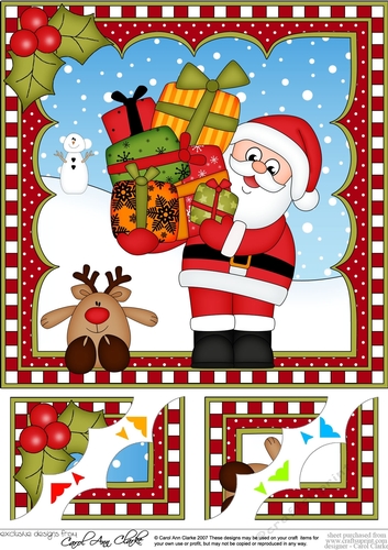 Christmas Santa 8 x 8 Scalloped Corner Topper  