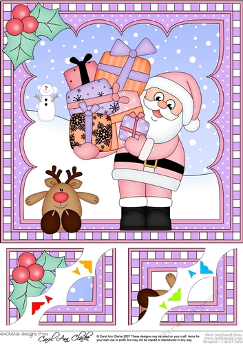 Christmas Santa 8 x 8 Scalloped Corner Topper  