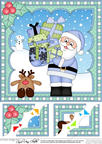 Christmas Santa 8 x 8 Scalloped Corner Topper  