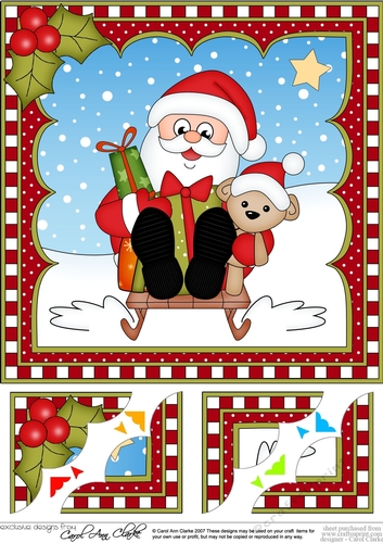 Christmas Santa 8 x 8 Scalloped Corner Topper  