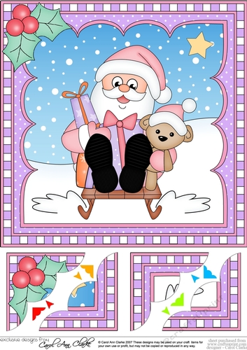 Christmas Santa 8 x 8 Scalloped Corner Topper  