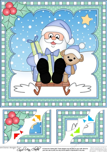 Christmas Santa 8 x 8 Scalloped Corner Topper  
