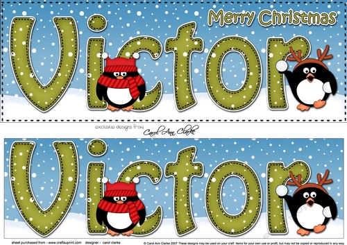 Large DL Merry Christmas VICTOR 3D decoupage