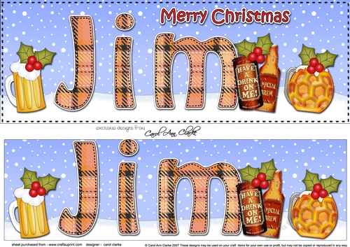 Large DL Merry Christmas JIM 3D decoupage