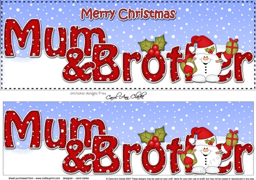 Large DL Merry Christmas MUM & BROTHER 3D decoupage