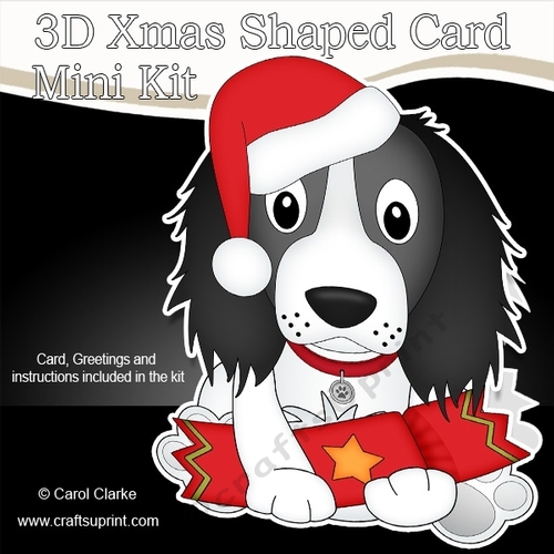 3D Shaped Christmas Card Kit - Little Springer Spaniel Dog