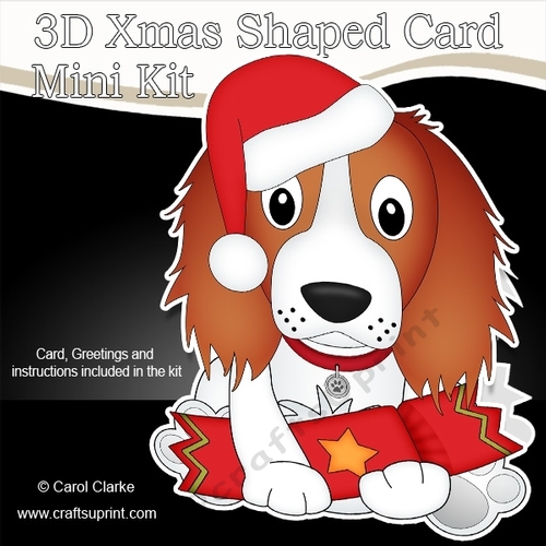 3D Shaped Christmas Card Kit - Little Springer Spaniel Dog