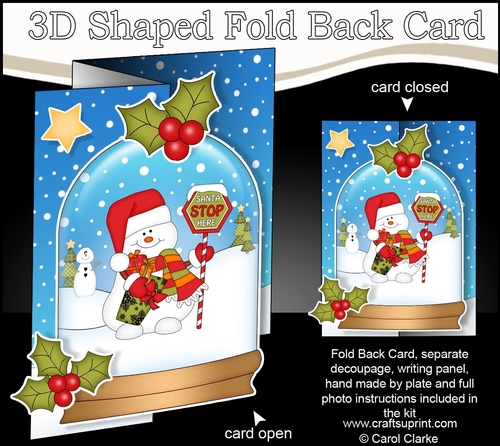 Christmas 3D Shaped No-Hole Fold Back Mini Kit - Snowman Oli wants Santa to Stop Here!