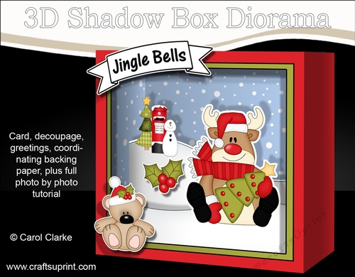 3D Christmas Diorama Shadow Box Card Mini Kit - Rudolph has an Xmas Tree