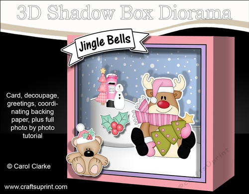 3D Christmas Diorama Shadow Box Card Mini Kit - Rudolph has an Xmas Tree