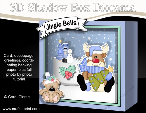 3D Christmas Diorama Shadow Box Card Mini Kit - Rudolph has an Xmas Tree