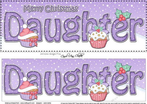 Large DL Merry Christmas DAUGHTER 3D decoupage with Cupcakes