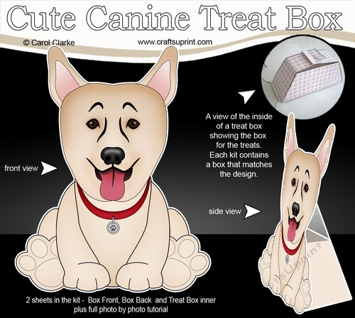 3D Cute Canine Treat Box Gift Set Mini Kit - Little White German Shepherd Dog Brandy
