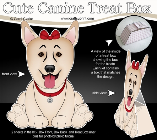 3D Cute Canine Treat Box Gift Set Mini Kit - Little White German Shepherd Dog Maia