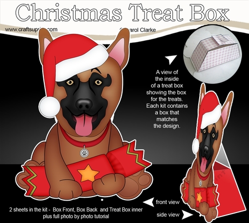 3D Christmas Treat Box Gift Set Mini Kit - Little German Shepherd Dog
