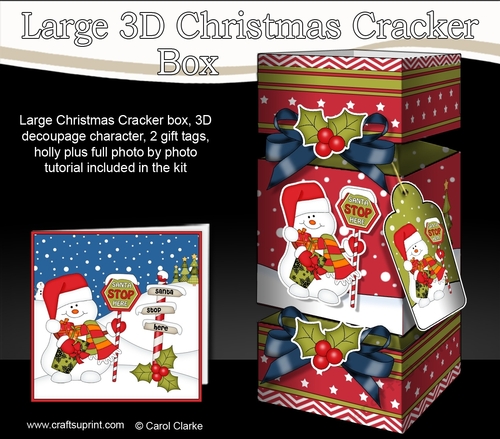 3D Large Christmas Cracker Box -  Snowman Oli wants Snow