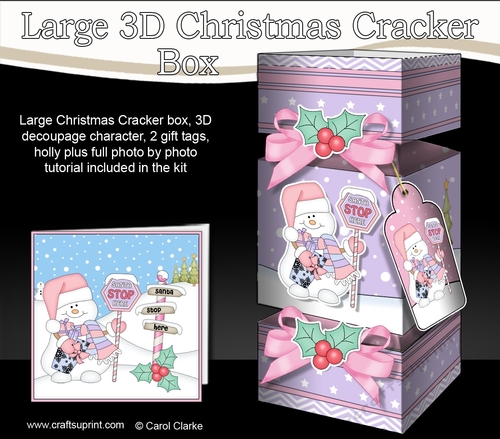 3D Large Christmas Cracker Box -  Snowman Oli wants Snow