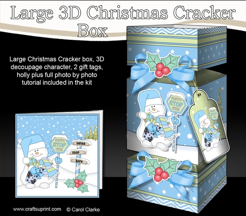 3D Large Christmas Cracker Box -  Snowman Oli wants Snow