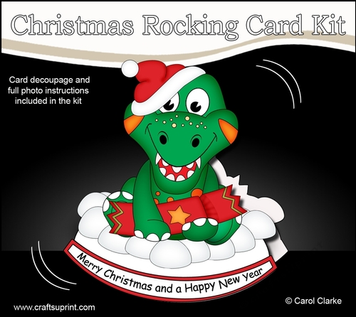 3D Shaped Rocking Christmas Card Mini Kit - Cute Little Dino