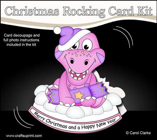 3D Shaped Rocking Christmas Card Mini Kit - Cute Little Dino