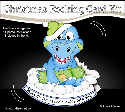 3D Shaped Rocking Christmas Card Mini Kit - Cute Little Dino