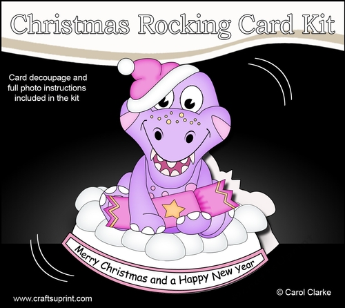 3D Shaped Rocking Christmas Card Mini Kit - Cute Little Dino