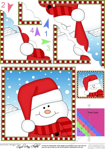 Christmas Scalloped Corner Stacker - Cute Fun Snowman