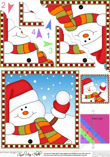 Christmas Scalloped Corner Stacker - Cute Fun Snowman