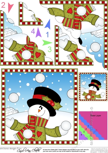 Christmas Scalloped Corner Stacker - Cute Fun Snowman