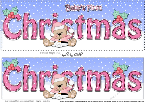 Large DL Merry Christmas BABYS 1st CHRISTMAS 3D decoupage with Livvy Bear