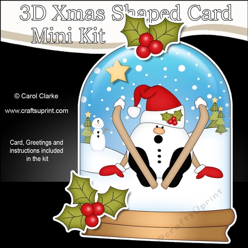 3D Shaped Christmas Snow Globe Card Kit - Snowball Sam