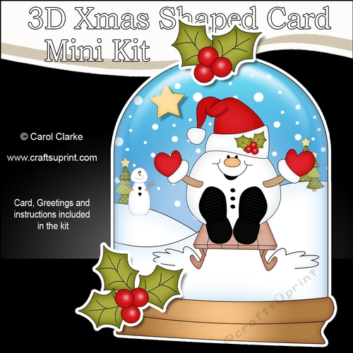 3D Shaped Christmas Snow Globe Card Kit - Snowball Sam