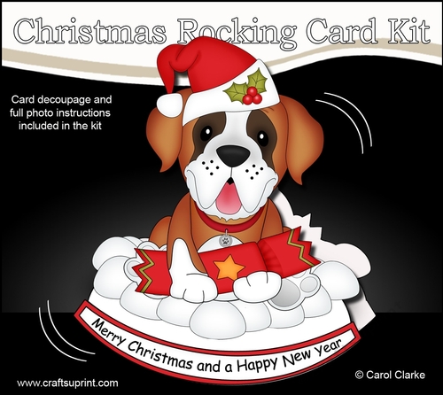 3D Shaped Rocking Christmas Card Mini Kit - Little St Bernard Dog