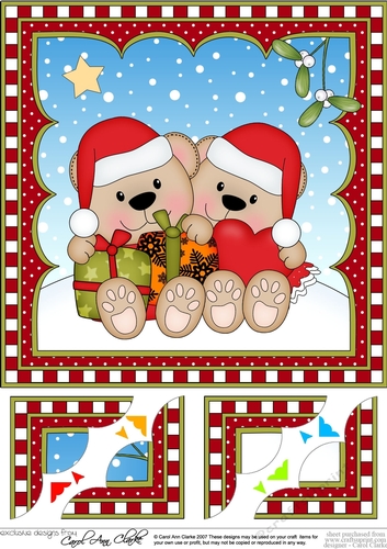 Christmas 8 x 8 Scalloped Corner Topper - Livvy Bear is in Love