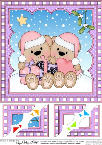 Christmas 8 x 8 Scalloped Corner Topper - Livvy Bear is in Love