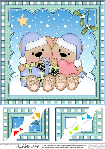 Christmas 8 x 8 Scalloped Corner Topper - Livvy Bear is in Love