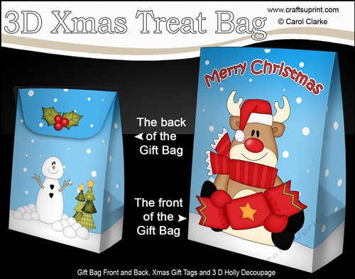 3D Christmas Gift Bag Mini Kit - Rudolph has an Xmas Cracker